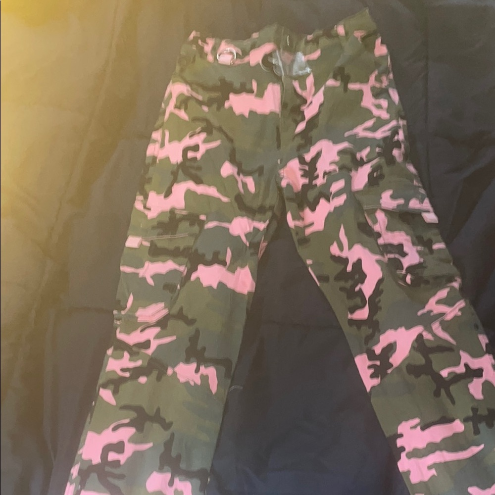 Camouflage Cargo Pants - Green and Pink